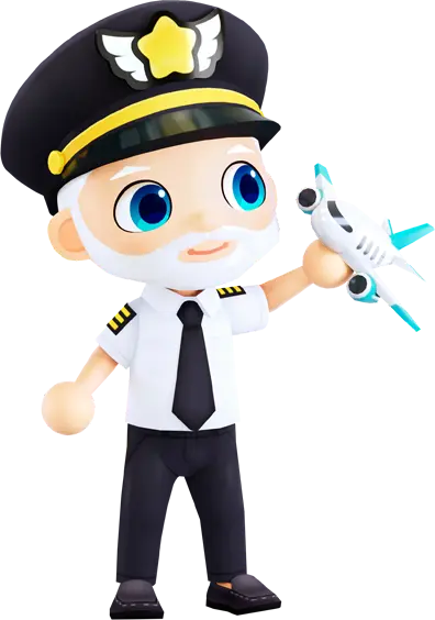 Airport Travel Stories character: a smiling traveler ready for adventure