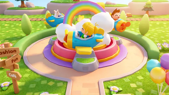 Daily Shopping Stories gameplay screenshot — characters playing in a shopping mall (6 of 7)