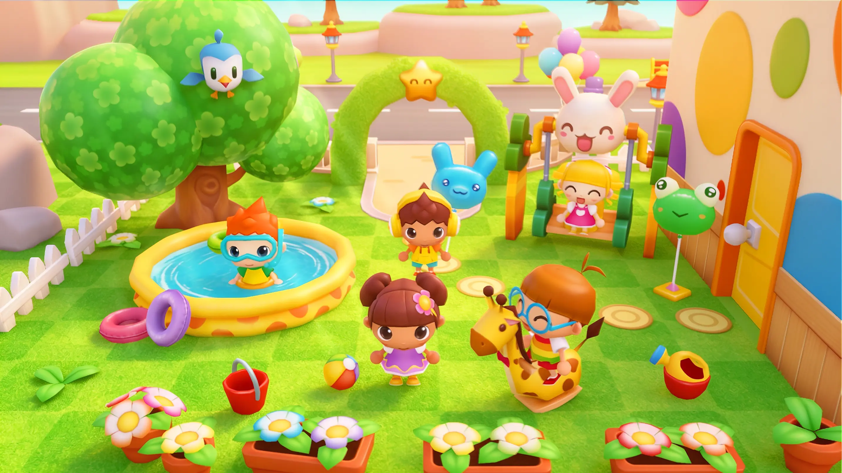 Happy Daycare Stories key art: babies and toddlers playing in a colorful daycare