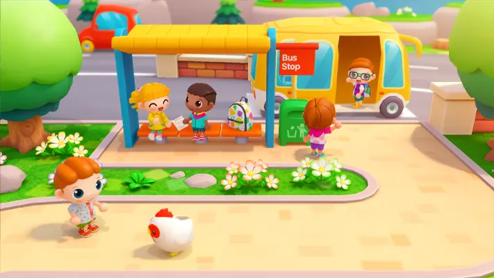 Sunny School Stories gameplay screenshot — students and teachers playing at school (6 of 7)