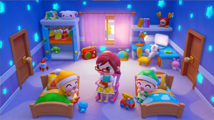 Sweet Home Stories gameplay screenshot — family characters playing at home (3 of 7)