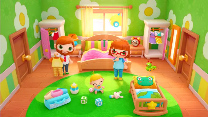 Sweet Home Stories gameplay screenshot — family characters playing at home (5 of 7)