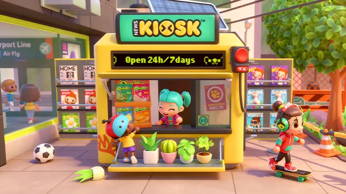 Stories World™ Travels gameplay screenshot — characters exploring a vacation destination (6 of 7)