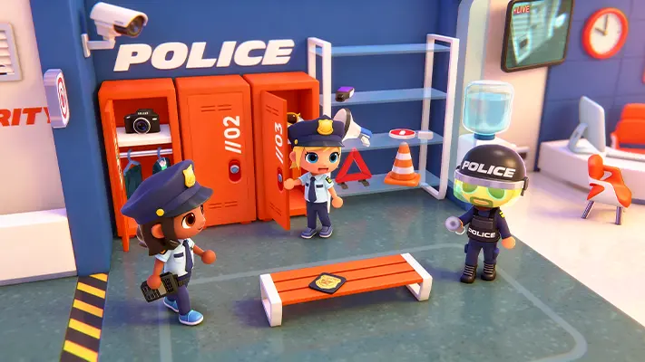 Stories World™ Urban City gameplay screenshot — characters playing in a lively city location (2 of 7)