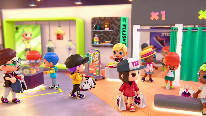 Urban City Stories gameplay screenshot — characters playing in a lively city location (6 of 9)