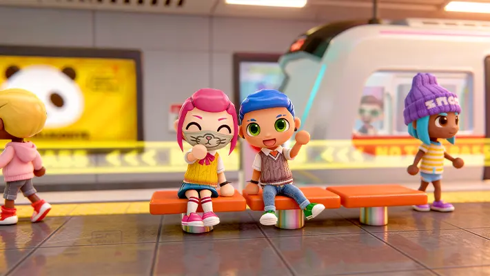 Urban City Stories gameplay screenshot — characters playing in a lively city location (8 of 9)