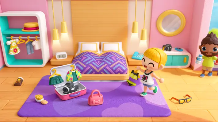Vacation Hotel Stories gameplay screenshot — characters playing in a hotel and resort (3 of 7)