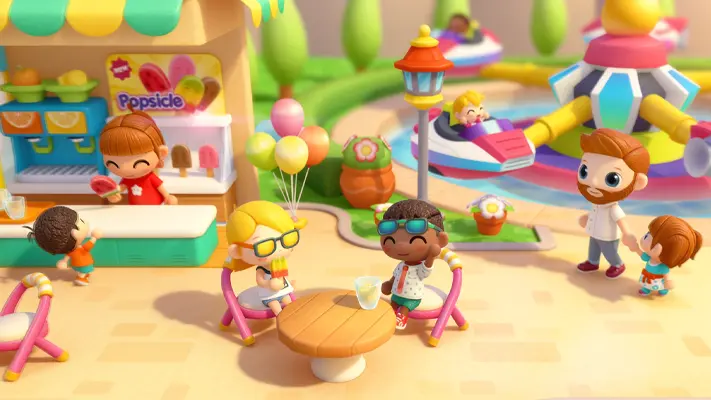 Vacation Hotel Stories gameplay screenshot — characters playing in a hotel and resort (4 of 7)