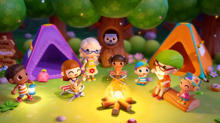 Vacation Hotel Stories gameplay screenshot — characters playing in a hotel and resort (5 of 7)